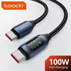 Кабель  Type-c - Type-c 100W 1М Toocki Display PD3.0 QC4.0 FCP AFC Чорний