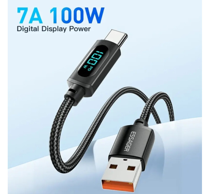 Кабель USB - Type-c 100W Essager Display PD QC4.0 FCP AFC - 1m