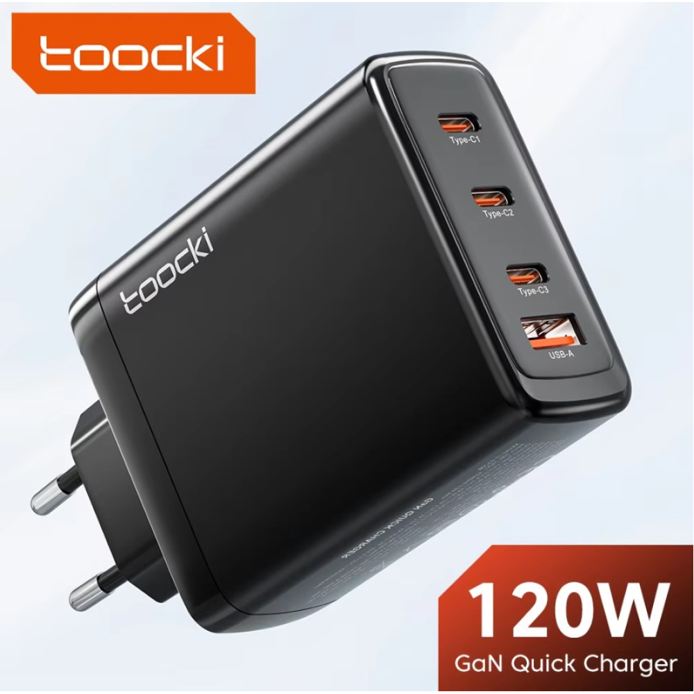 Мережевий зарядний пристрій 120W Toocki GAN (3xType-C + USB-A)