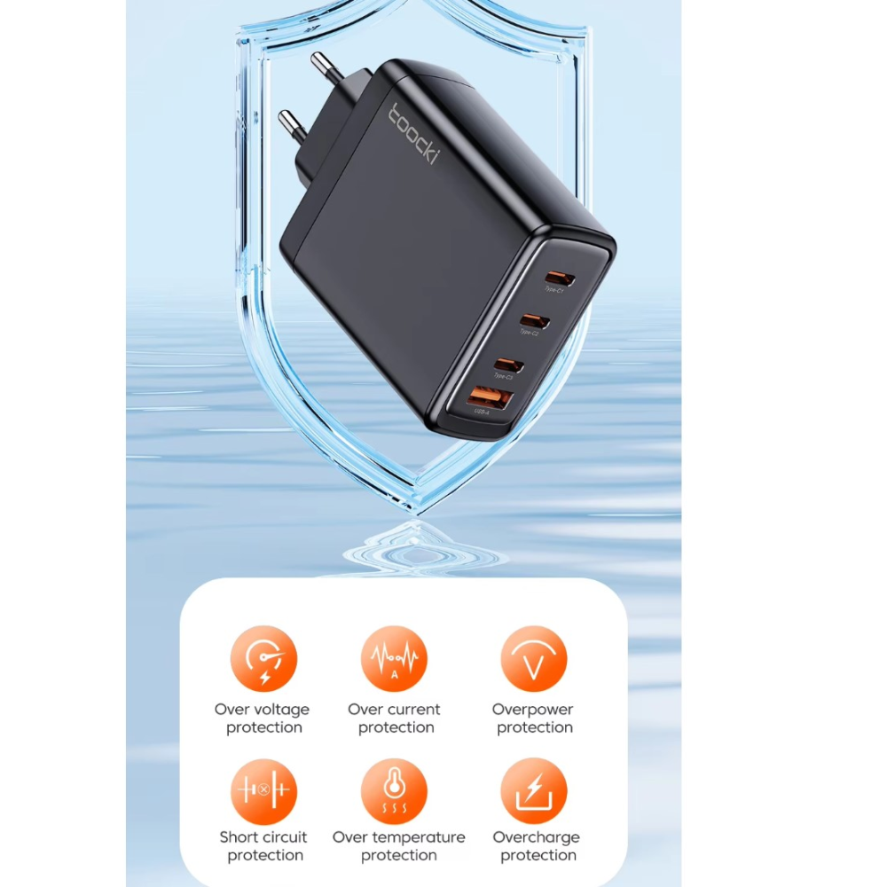 Мережевий зарядний пристрій 120W Toocki GAN (3xType-C + USB-A)