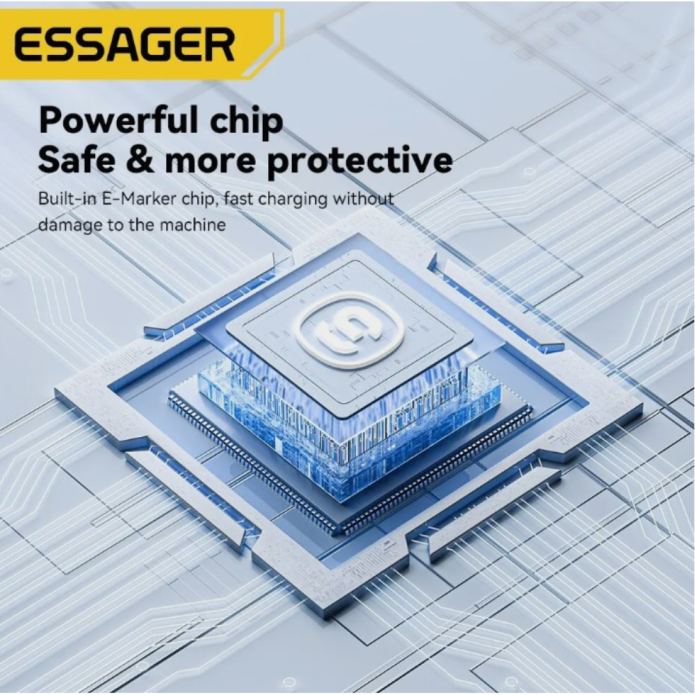 Мережевий зарядний пристрій Essager 20W QC3.0  AFC FCP SCP 3.6A (Швидка зарядка) + Кабель Type-C 1m Чорне