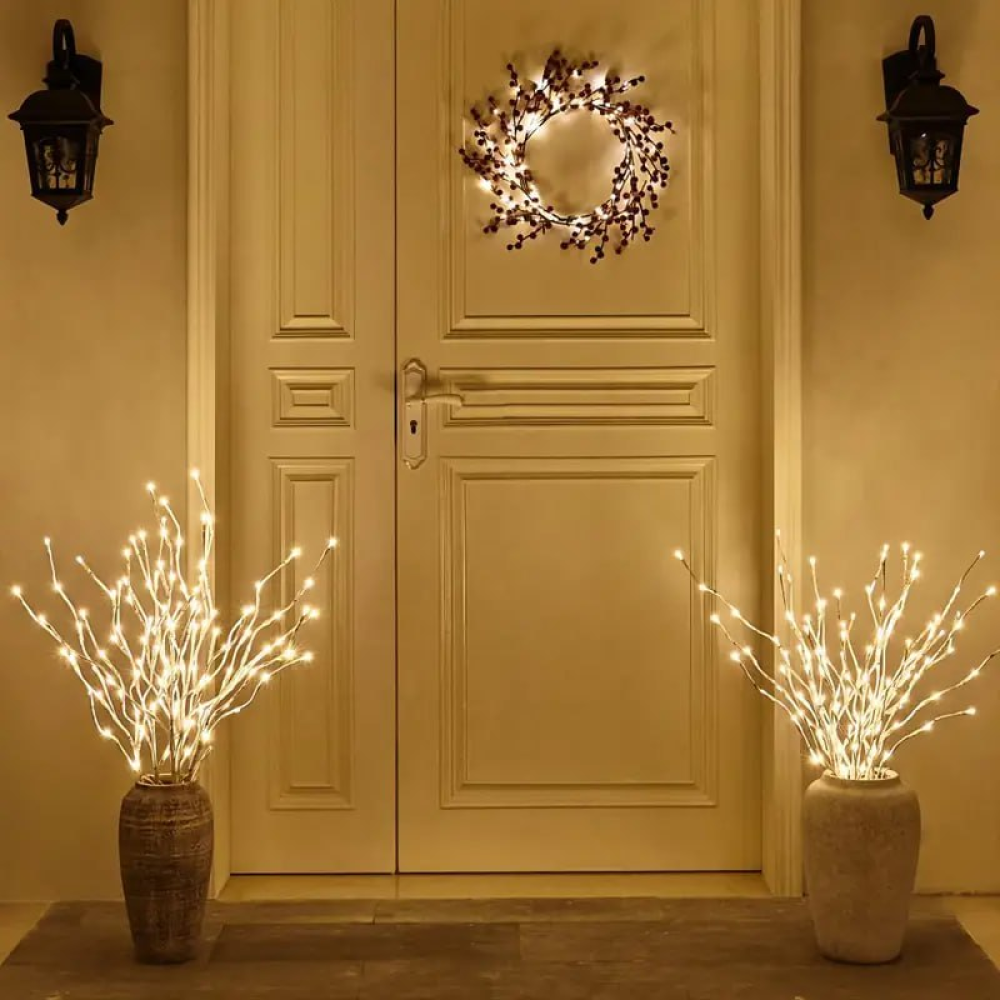 Гірлянда-гілка Brush light біла на батарейках