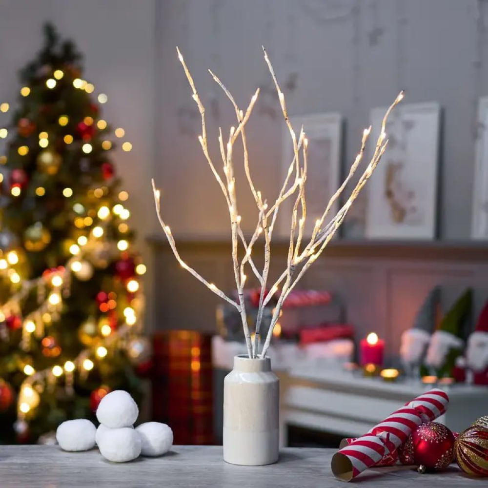 Гірлянда-гілка Brush light біла на батарейках