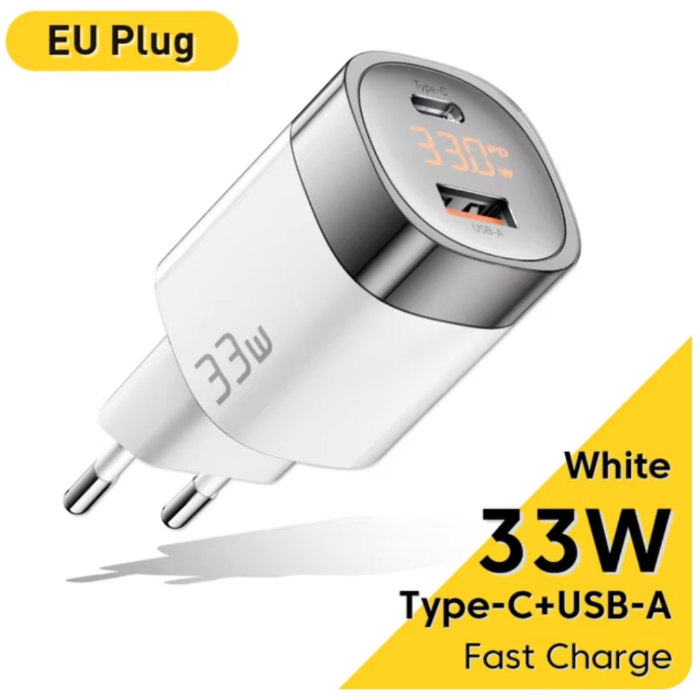 Сетевое зарядное устройство Essager 33W GAN  Display JT-P18 белое
