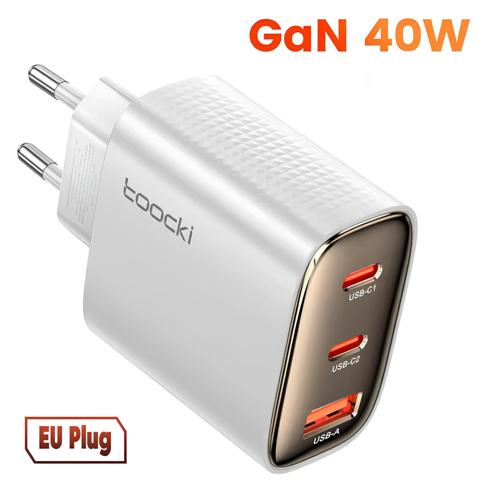 Мережевий зарядний пристрій Toocki 40W GAN Type-c USB Біле