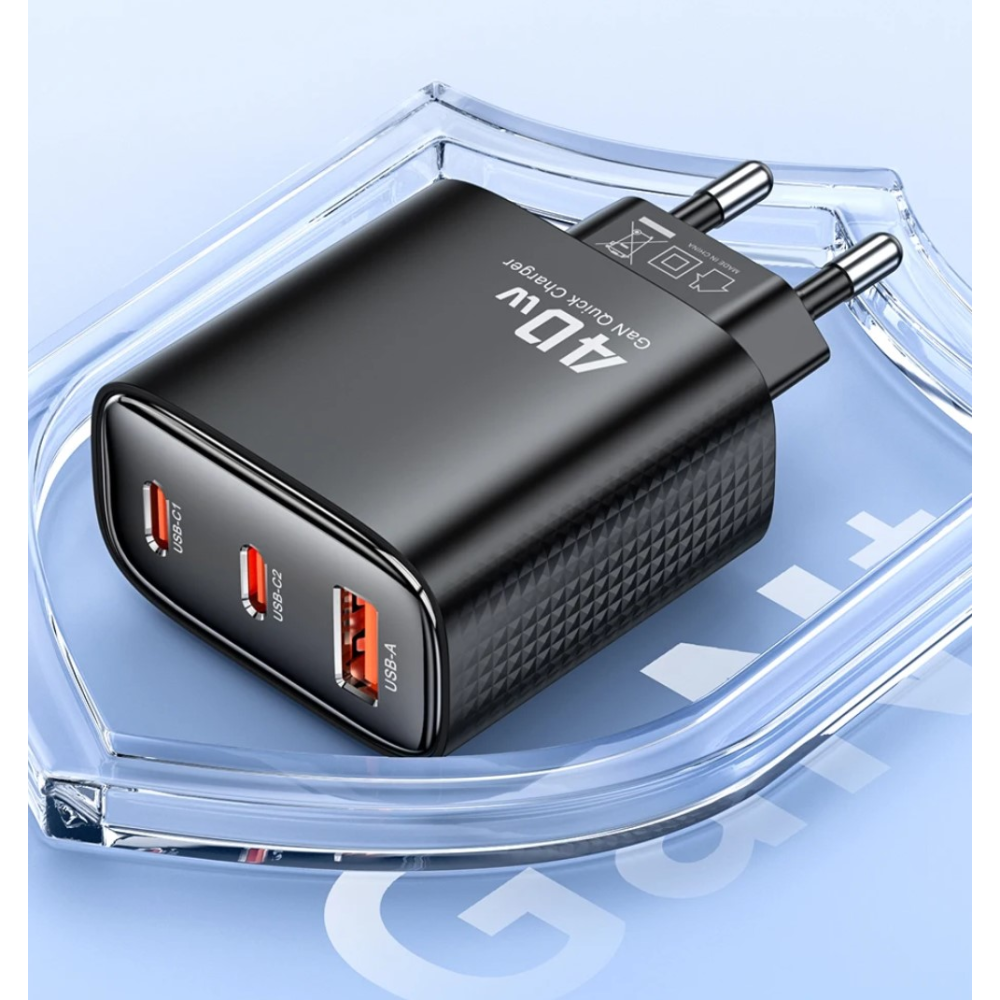 Мережевий зарядний пристрій Toocki 40W GAN Type-c USB Чорний