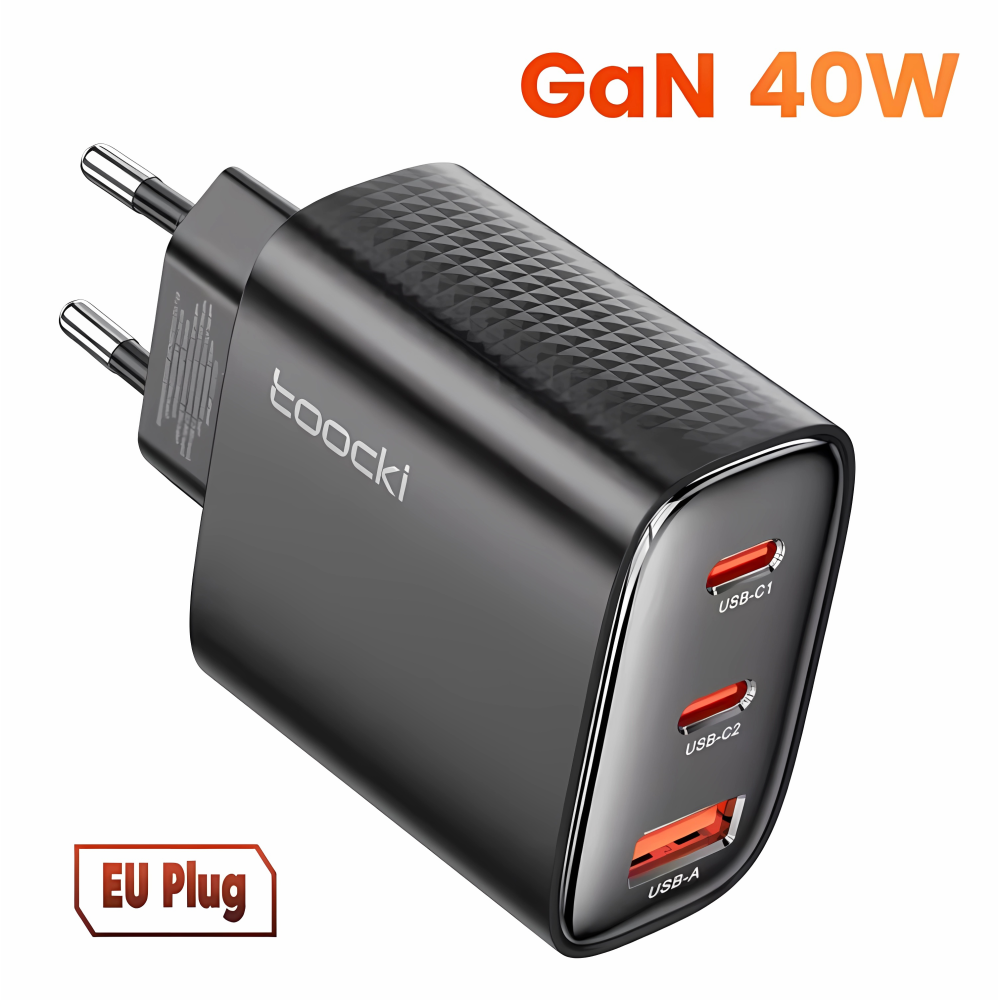 Мережевий зарядний пристрій Toocki 40W GAN Type-c USB Чорний