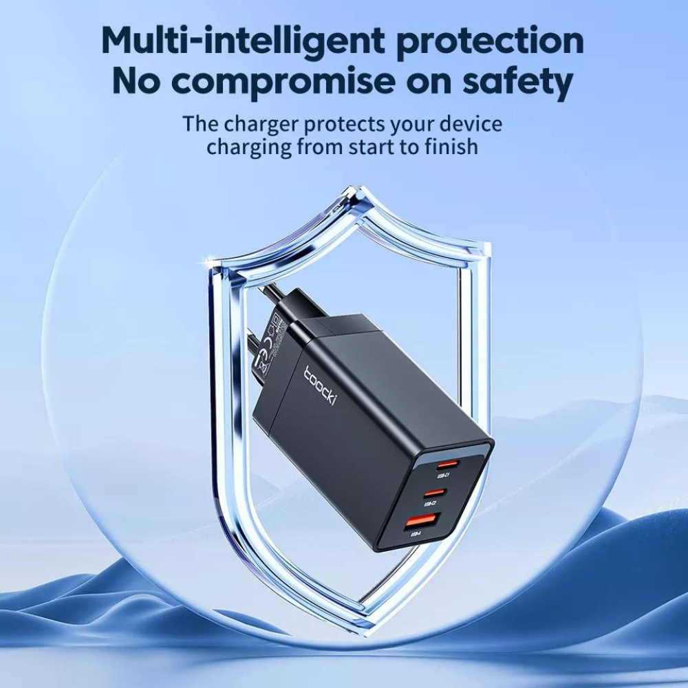 Сетевое зарядное устройство Toocki 67W GAN (2xType-C + USB-A) White