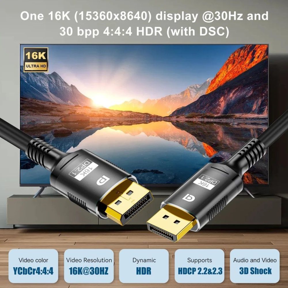 Кабель DisplayPort - DisplayPort 2.1 16K 1м SmartGo