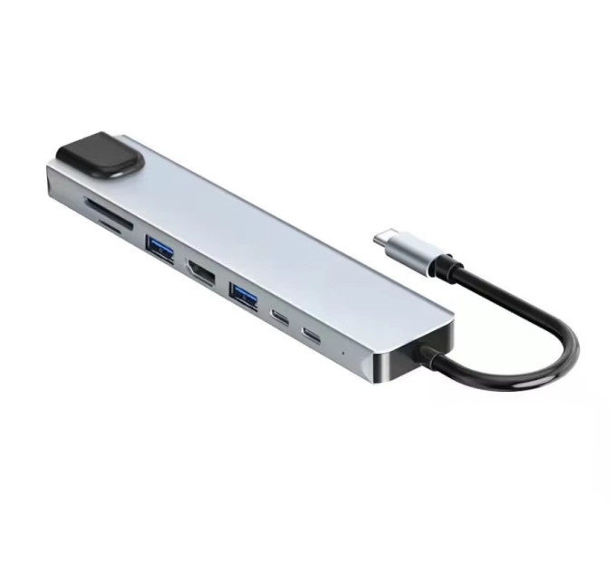 USB 3.0 хаб + кардрідер + конвертер HDMI 4K, LAN 8 у 1 SmartGo