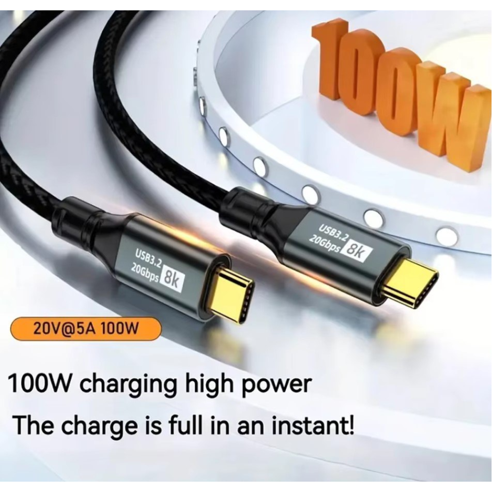 Кабель  Type-c - Type-c Usb 3.2 Type-C Gen2 20Gbps 8K @ 60Hz 100W AV audio video. SmartGo Дата кабель