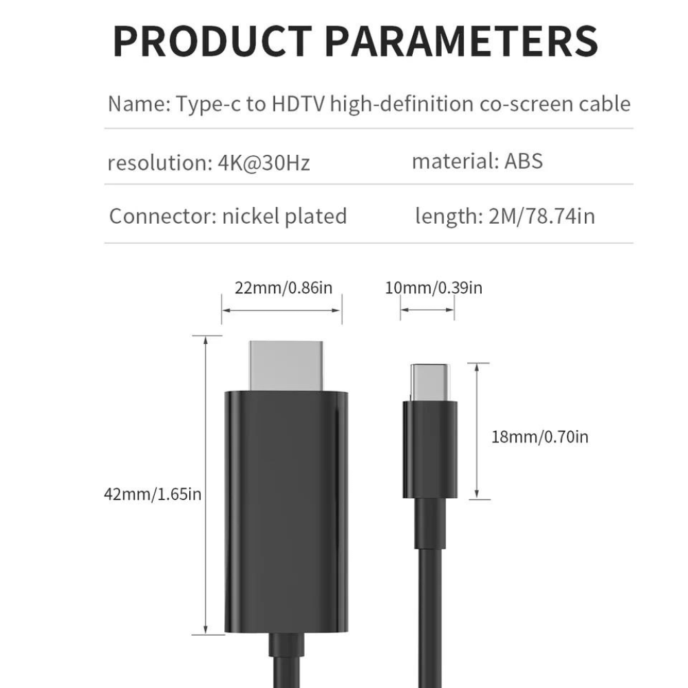 Кабель Type-C - HDMI 4К 1.8м SmartGO Thunderbolt 3 SmartGo